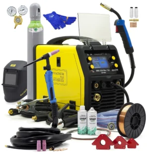 Set MAGNUM MIG 220 ALU/CU LCD SYNERGIA + TIG Griff, Flasche, Reduzierer