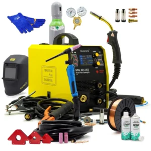 Schweißset Magnum MIG 224 DUAL PULS LCD TIG-Griff Gasflaschenregler Draht