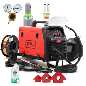 Schweißset PRAKTIK MIG 200 IGBT 200A ESAB Flasche Schweißhelm Reduzierer Draht