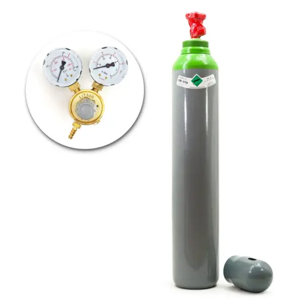 Schweißgasflasche 8L Argon/CO2 Mix 82/18, 150 Bar Mit Druckminderer – Für MIG/MAG, Inkl. Manometer, 1,4 M³ Gas