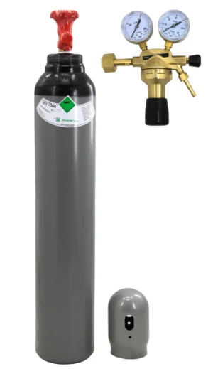 Gasflasche mit Stickstoff + Stickstoff-Druckminderer Typ GCE 40 bar