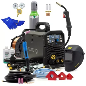 SET Spartus® EasyMIG 210LED  MIG/MAG halbautomatische Schweißmaschine Schweißgerät WIG 200A Synergie LED 3in1 Inverter FLUX 230V