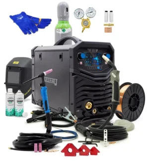 SET Spartus® EasyMIG 227DP MIG/MAG Schweißgerät WIG 220A Doppel Puls Synergie 3in1 15kg Spulen