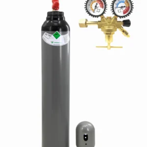 SET: STICKSTOFF-GASFLASCHE 8L 200 BAR + DRUCKMINDERER 40 BAR MIT 2 MANOMETERN