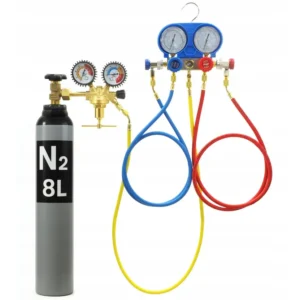 DICHTHEITSPRÜFSET FÜR KLIMAANLAGEN R134A R410A R22 – STICKSTOFF 8L + DRUCKMINDERER 40 BAR