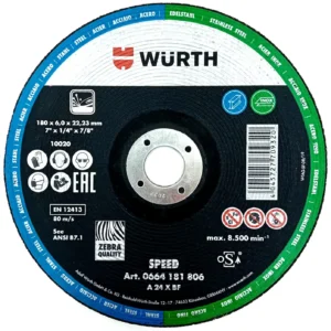 WÜRTH SCHLEIFSCHEIBE SPEED 180x6,0x22,23 mm FÜR STAHL UND EDELSTAHL (INOX)