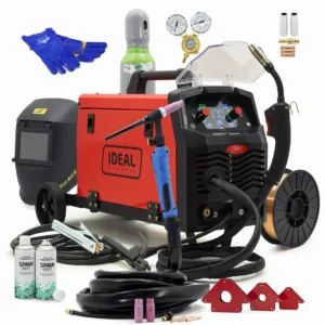 SET SCHWEISSER IDEAL PRAKTIK MIG 200 SYNERGIC LED MIGOMAT 200A MMA SCHWEISSHELM GASFLASCHE