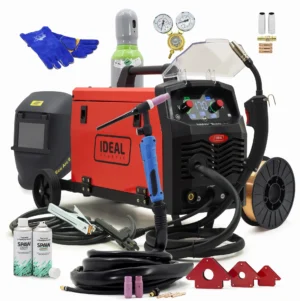 SET SCHWEISSER IDEAL PRAKTIK MIG 200 SYNERGIC LED MIGOMAT 200A MMA SCHWEISSHELM GASFLASCHE