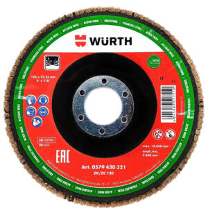 WÜRTH Lamellenschleifscheibe G120 für Edelstahl 125 120 INOX Zirkon