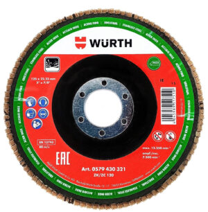 WÜRTH Lamellenschleifscheibe G120 für Edelstahl 125 120 INOX Zirkon