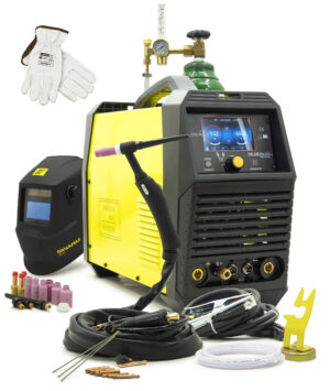 Set TIG-Schweißgerät MAGNUM THF 238 PRO AC/DC LCD PULS v2 mit Gasflasche und Schweißhelm