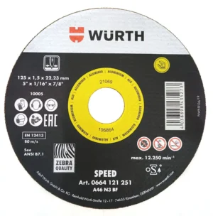 WÜRTH SCHNEIDSCHEIBE FÜR ALUMINIUM SPEED 125 × 1,5 × 22,23 mm 0664121251
