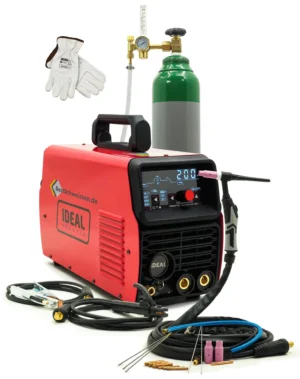 Set Schweißgerät IDEAL PRAKTIK TIG 200 AC/DC LED MMA 200A + Gasflasche