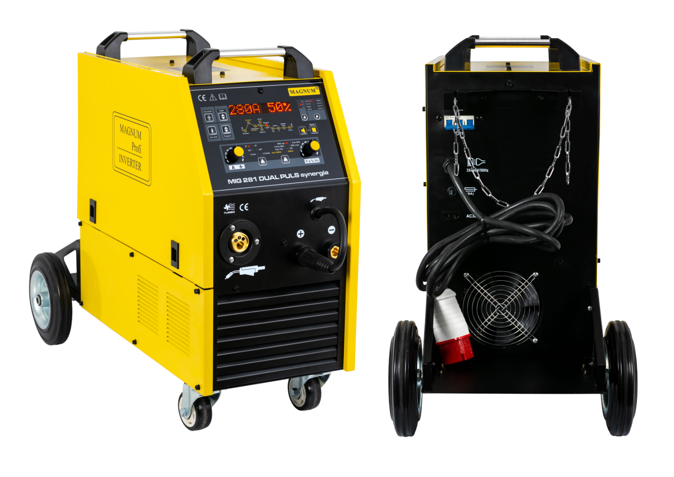 MAGNUM MIG 281 DUAL PULS SYNERGIE IGBT MIG/MAG Schweißgerät 280A 400V 2T 4T