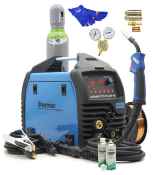 Set Sherman Schweißgerät DIGIMIG 209 ProHIT 4R IGBT 230V 200A SYNERGIE VRD Flasche Druckminderer