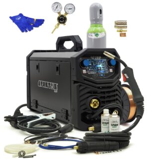 Set Schweißgerät SPARTUS EasyMIG 219 DUAL PULSE 4-Rollen 230V 200A Gasflasche Druckminderer